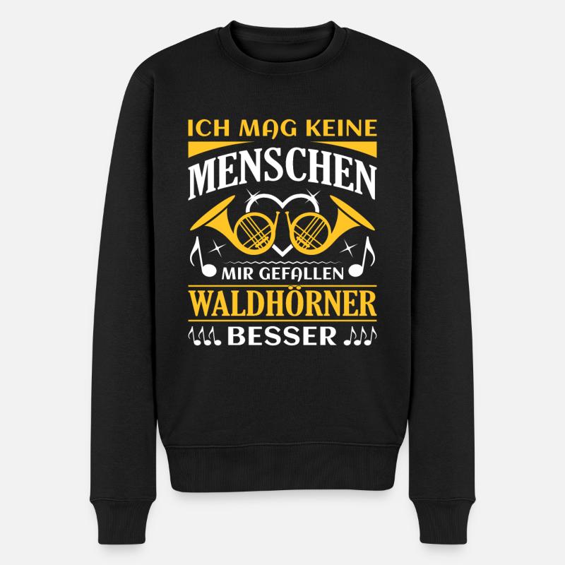 Waldhorn Waldhornspieler Hornist - Männer Premium Bio Pullover - Schwarz