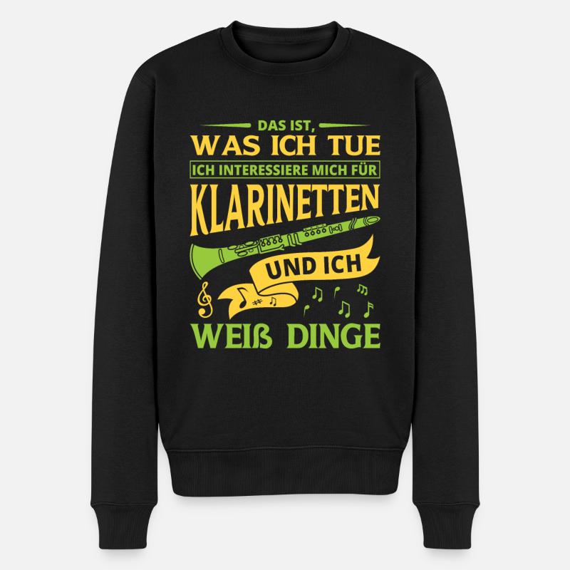 Klarinette Klarinettenspieler Klarinettist - Männer Premium Bio Pullover - Schwarz