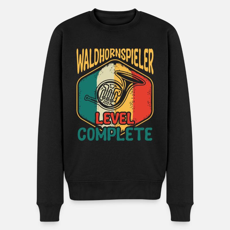 Waldhorn Waldhornspieler Hornist - Männer Premium Bio Pullover - Schwarz