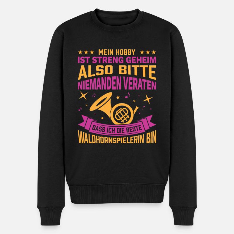 Waldhorn Waldhornspieler Hornist - Männer Premium Bio Pullover - Schwarz