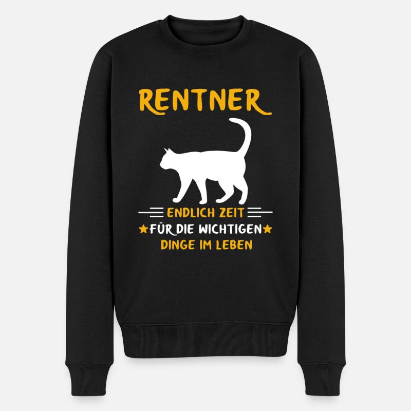 Rentner Rente Rentenbeginn Katze Katzenbesitzer - Männer Premium Bio Pullover - Schwarz