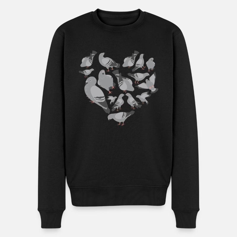 Herz Taube - Männer Premium Bio Pullover - Schwarz