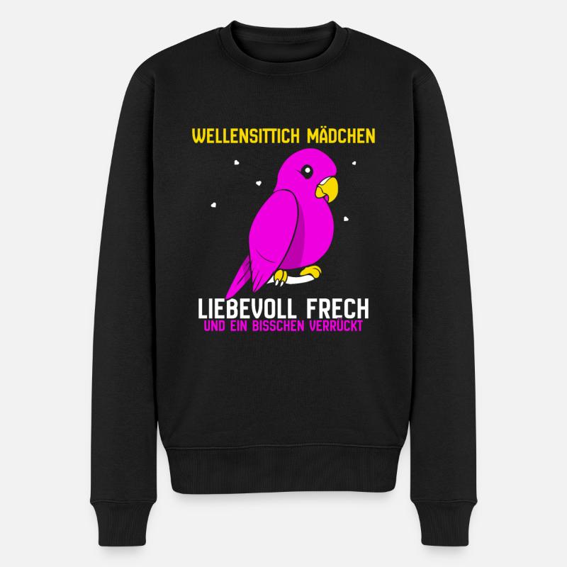 Wellensittich Mädchen - Männer Premium Bio Pullover - Schwarz