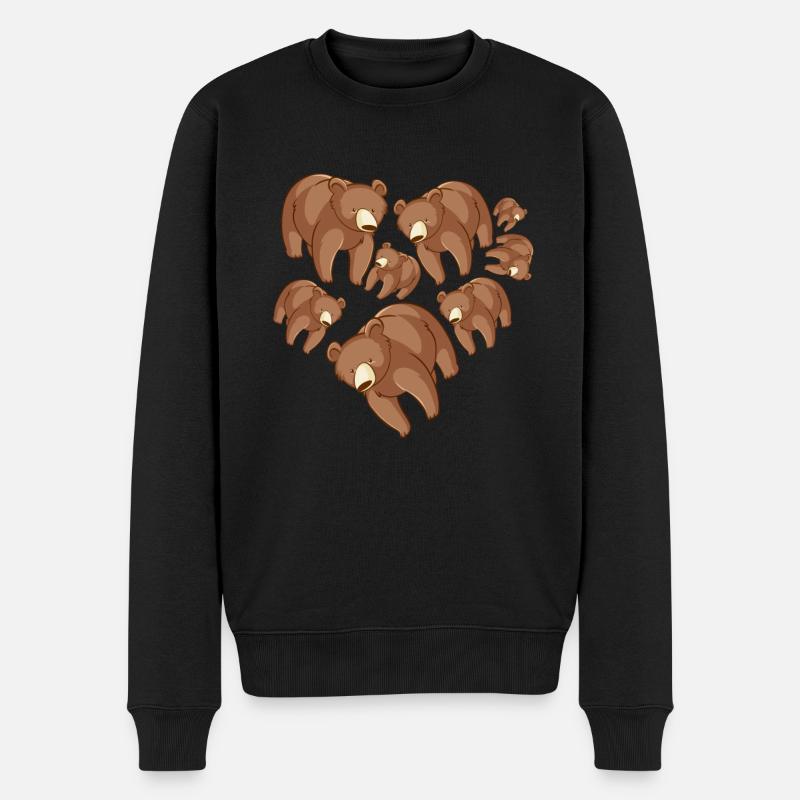 Herz Braunbär - Männer Premium Bio Pullover - Schwarz