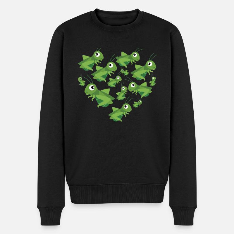 Herz Grashüpfer Gottesanbeterin Grille - Männer Premium Bio Pullover - Schwarz