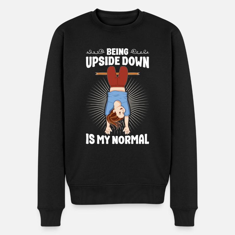Turnerin am Reck - Kopfüber ist normal - Männer Premium Bio Pullover - Schwarz