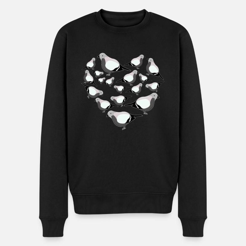 Herz Vogel Fink - Männer Premium Bio Pullover - Schwarz