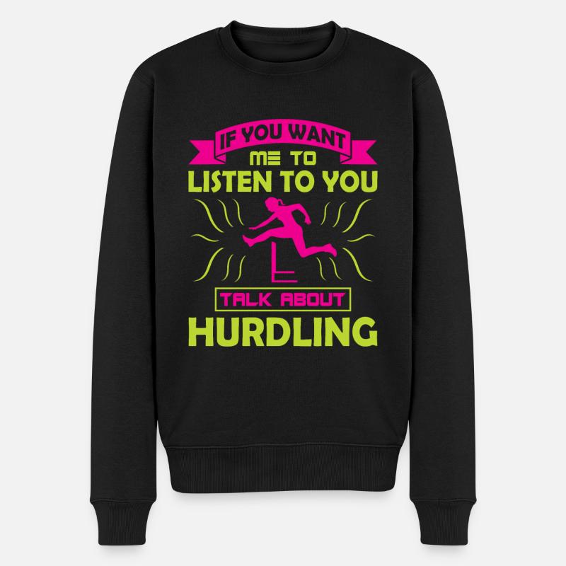talk about Hurdling - Männer Premium Bio Pullover - Schwarz