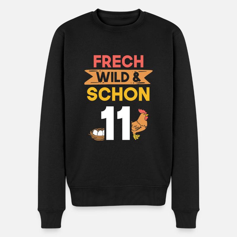 11 Jahre Geburtstag Junge Mädchen Huhn Hühner - Männer Premium Bio Pullover - Schwarz