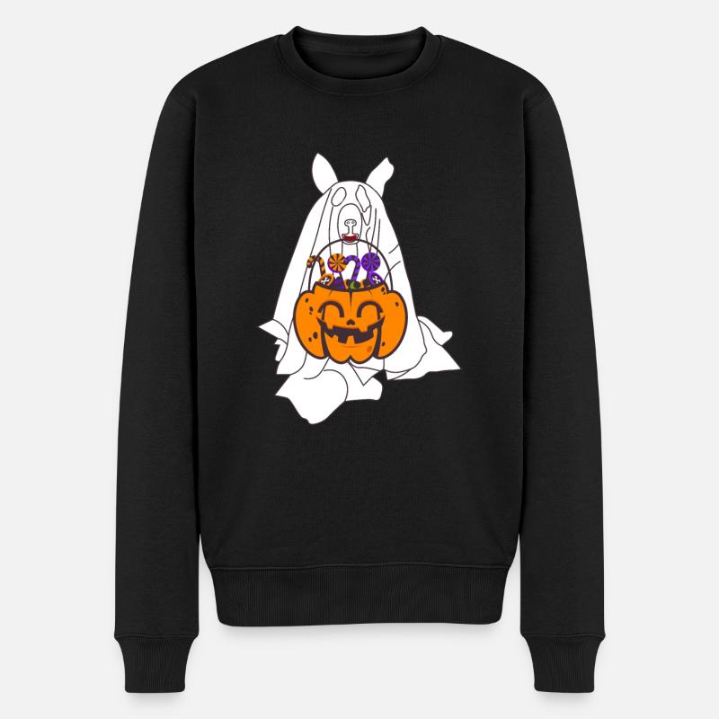 Husky Ghost Pumpkin Lantern Halloween - Pull Premium bio Homme - noir