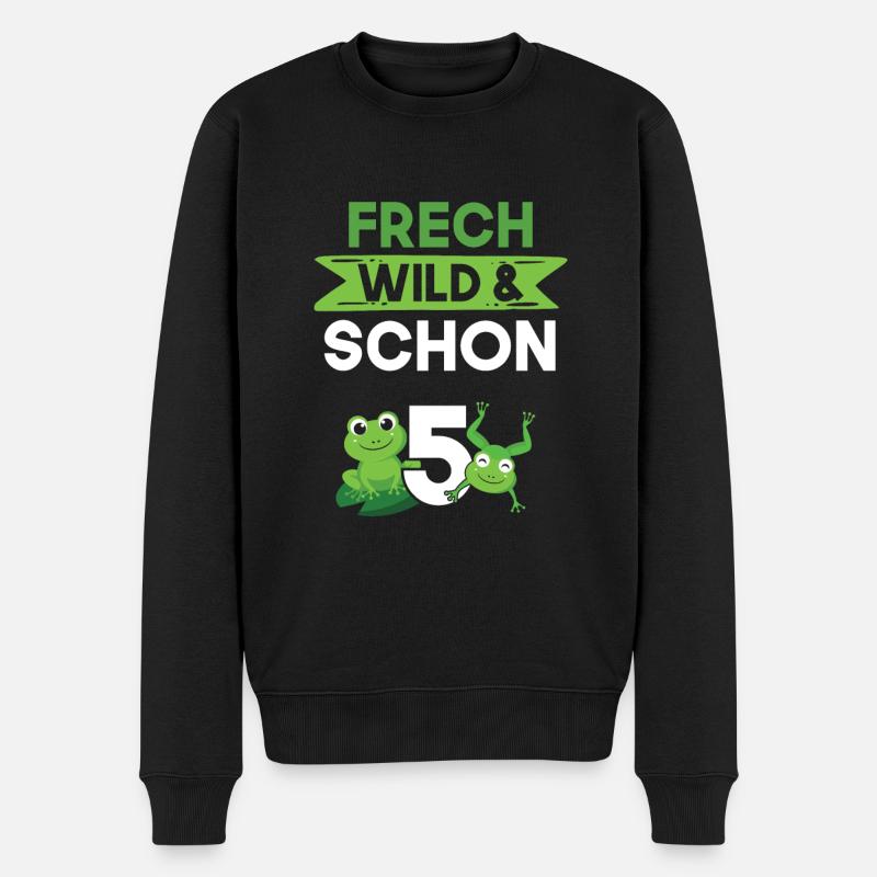 5 Jahre Geburtstag Junge Mädchen Frosch - Männer Premium Bio Pullover - Schwarz