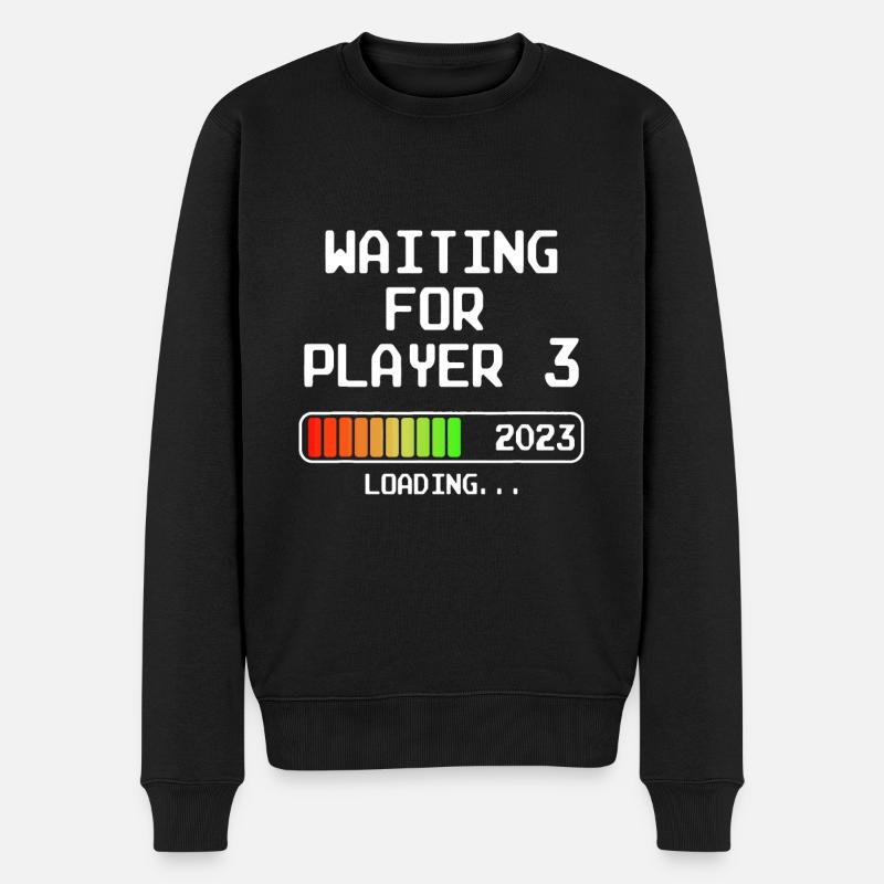 Warten auf Spieler 3 2023 Warten Papa wird geladen - Männer Premium Bio Pullover - Schwarz