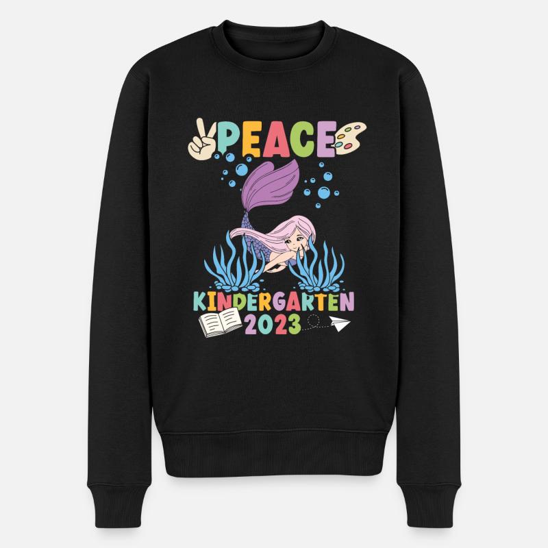 Meerjungfrau Peace Kindergarten 2023 - Männer Premium Bio Pullover - Schwarz