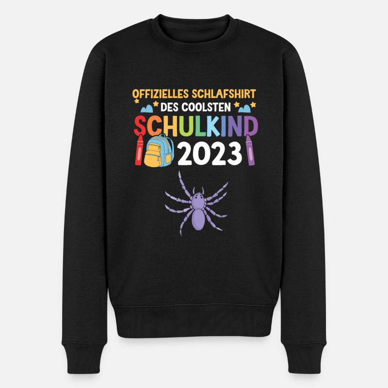 Spinne Schulanfang Schulkind 2023 - Männer Premium Bio Pullover - Schwarz