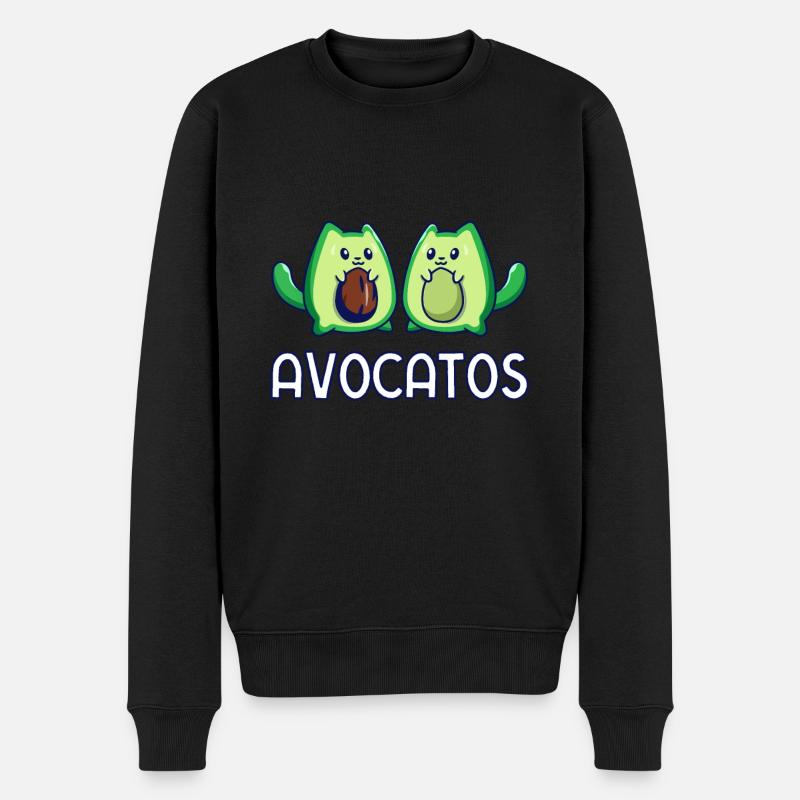 Avogato Avocado Katze Katze Vegan - Männer Premium Bio Pullover - Schwarz