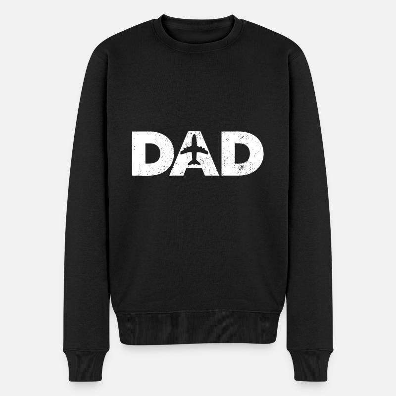 Pilot Dad Vatertagsgeschenk für Flugzeug - Männer Premium Bio Pullover - Schwarz