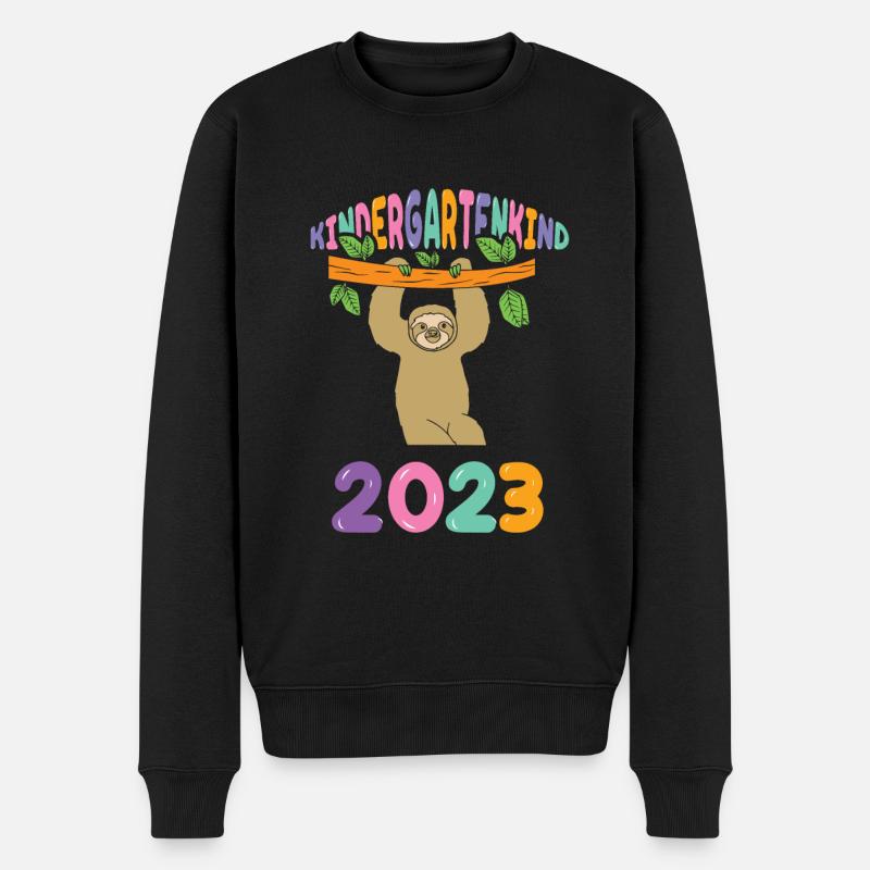 Faultier Kita Kindergarten 2023 - Männer Premium Bio Pullover - Schwarz