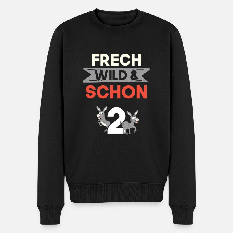 2 Jahre Geburtstag Junge Mädchen Esel - Männer Premium Bio Pullover - Schwarz