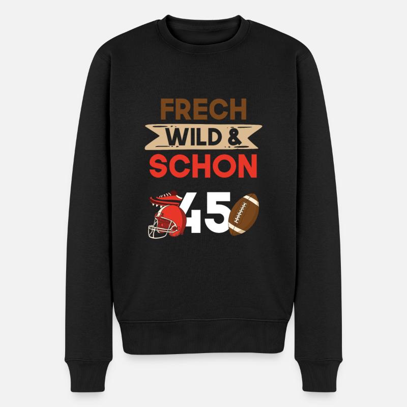 Geschenk 45 Jahre Geburtstag Football - Männer Premium Bio Pullover - Schwarz