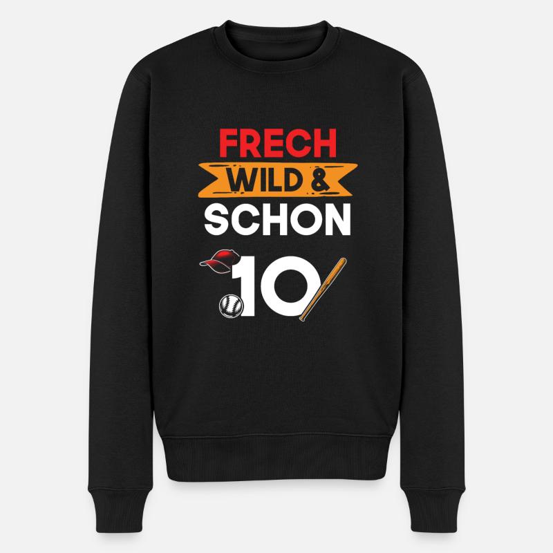 10 Jahre Geburtstag Junge Mädchen Fußball - Männer Premium Bio Pullover - Schwarz