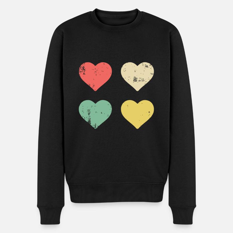 Hearts Pattern Saint-Valentin Mignon Love V-Day - Pull Premium bio Homme - noir