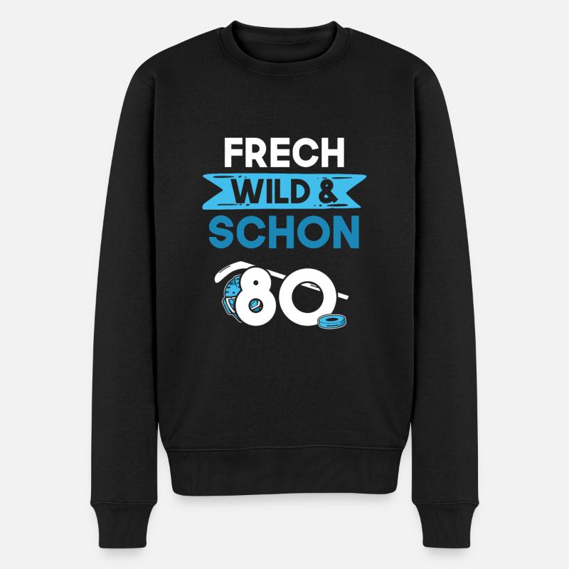 Geschenk 80 Jahre Geburtstag Eishockey - Männer Premium Bio Pullover - Schwarz