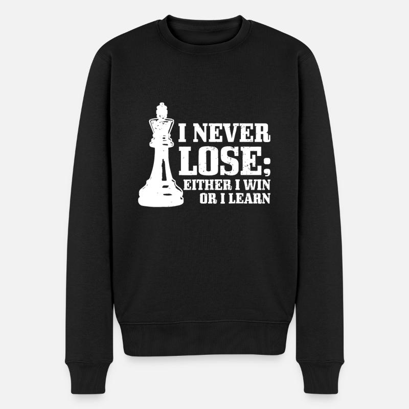 Schach Ich verliere nie, entweder ich gewinne oder ich lerne Schach - Männer Premium Bio Pullover - Schwarz