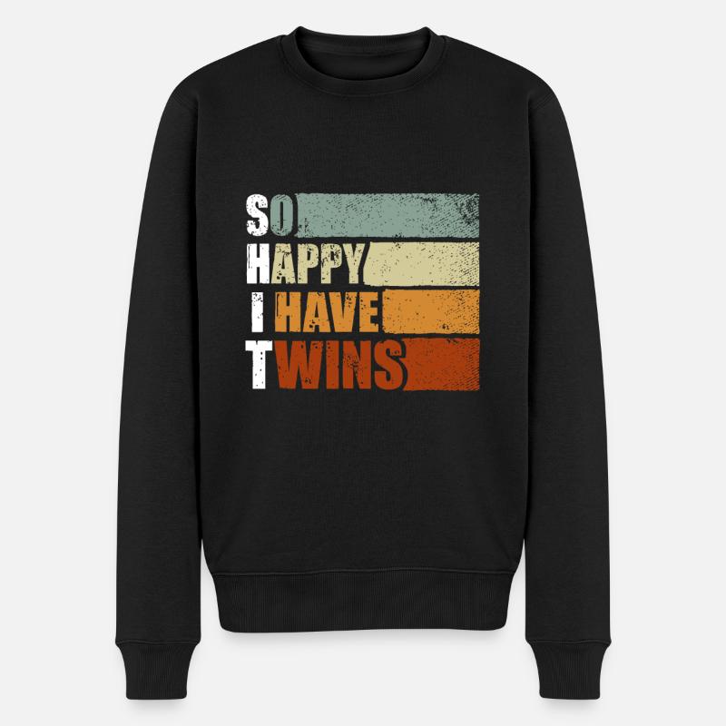 So glücklich, dass ich Zwillinge habe - Lustige Eltern - Männer Premium Bio Pullover - Schwarz