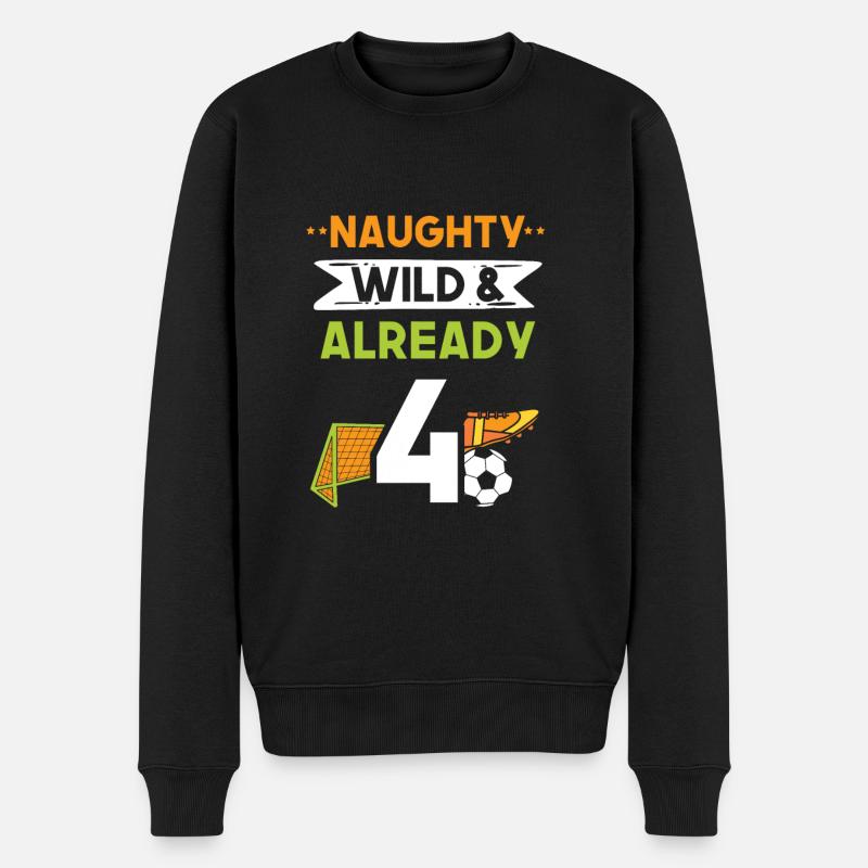 4 Jahre Geburtstag Junge Mädchen Fußball - Männer Premium Bio Pullover - Schwarz