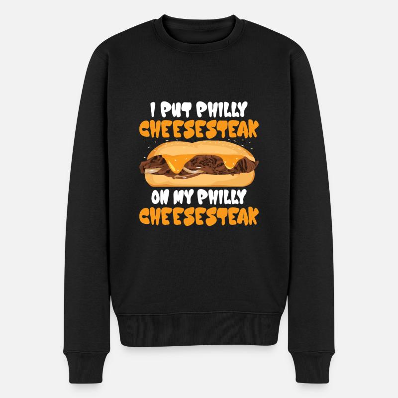 Philly Cheesesteak Sandwich - Männer Premium Bio Pullover - Schwarz