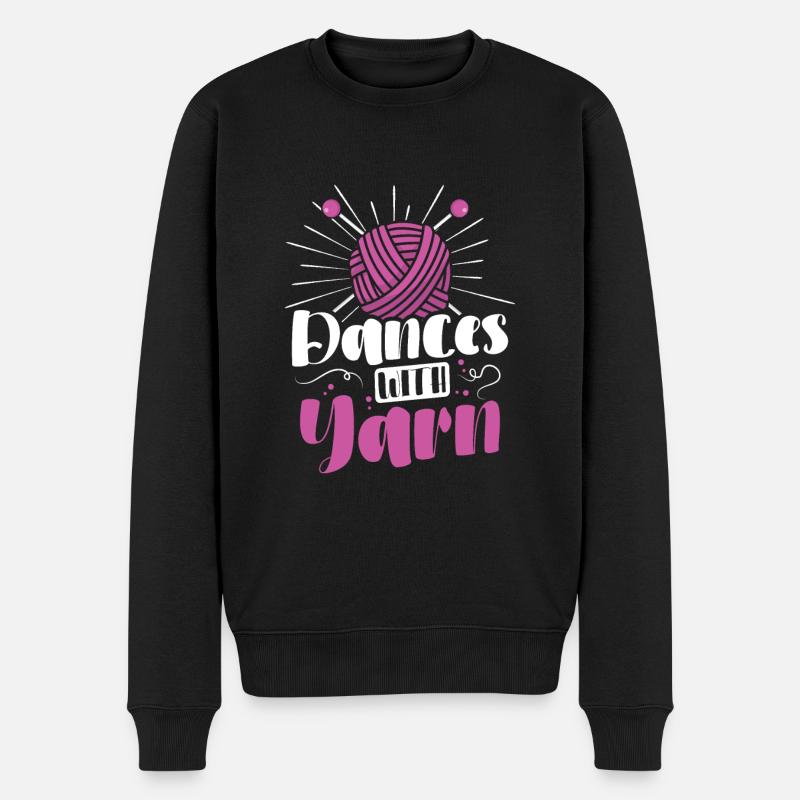 Dances with yarn - Männer Premium Bio Pullover - Schwarz