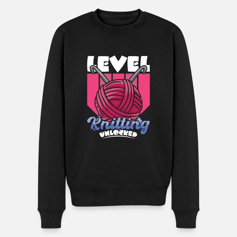 Level Knitting Unlocked - Männer Premium Bio Pullover - Schwarz