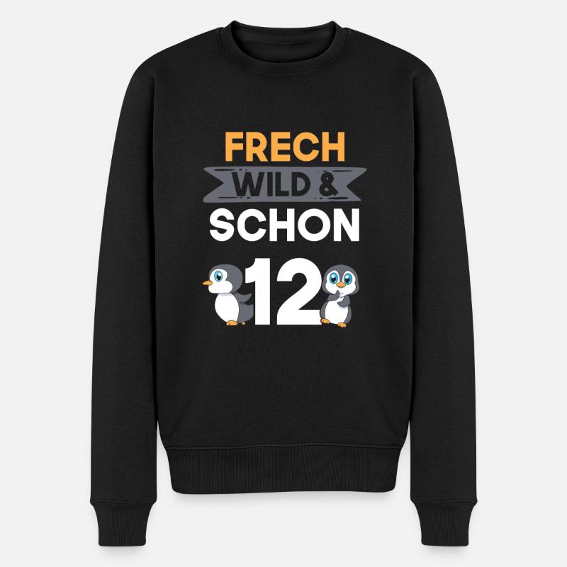 12 Jahre Geburtstag Junge Mädchen Pinguin - Männer Premium Bio Pullover - Schwarz