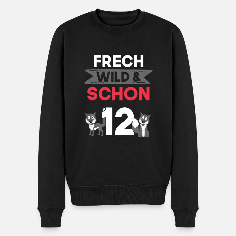 12 Jahre Geburtstag Junge Mädchen Wolf - Männer Premium Bio Pullover - Schwarz