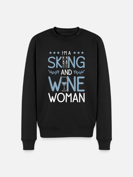 wine woman ski skiing - Men's Premium Organic Jumper - black