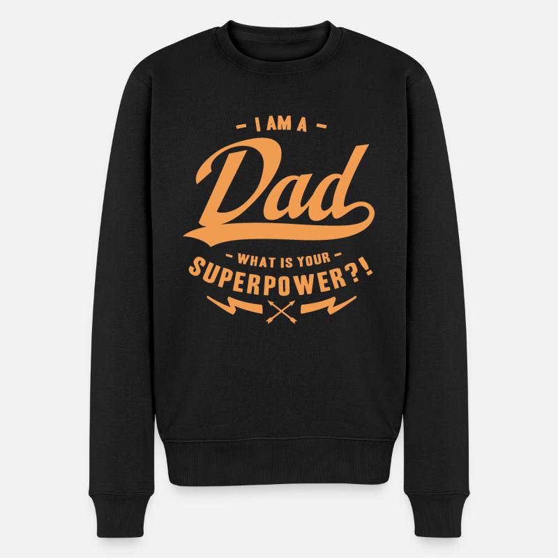 Superpower dad - Männer Premium Bio Pullover - Schwarz