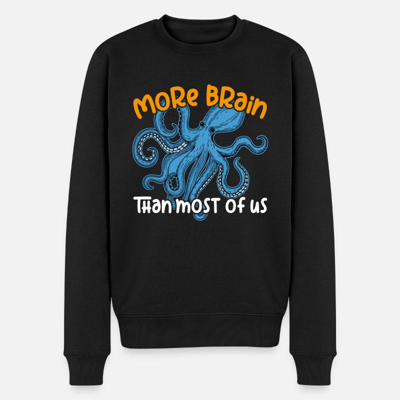 Intelligenter Oktopus - Männer Premium Bio Pullover - Schwarz