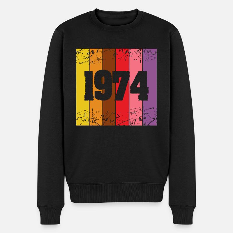 Jahr 1974 - Männer Premium Bio Pullover - Schwarz
