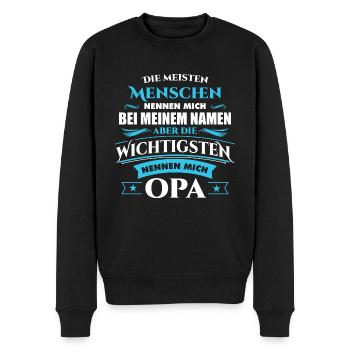 Opa Großvater Opi Name - Männer Premium Bio Pullover - Schwarz - Vorne - Nico (187cm)