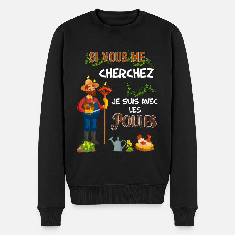 jardinier humour Poule et jardin - Pull Premium bio Homme - noir