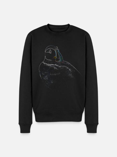 Papageientaucher-Portrait - Männer Premium Bio Pullover - Schwarz