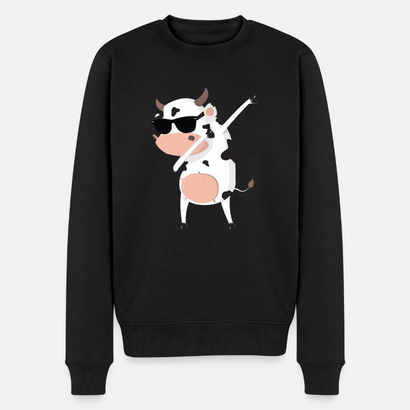 Lustige Kuh - Männer Premium Bio Pullover - Schwarz