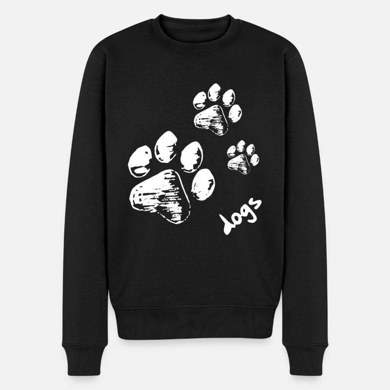 Hundepfoten - Dogs - Männer Premium Bio Pullover - Schwarz