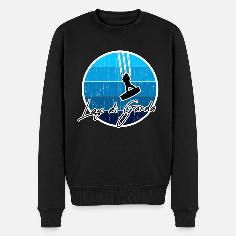 Kitesurfer, Kiten, Kitesurfing am Gardasee/Italien - Männer Premium Bio Pullover - Schwarz