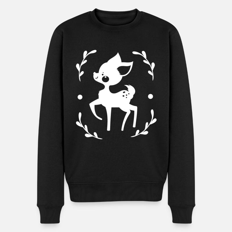 Rehkitz Zootier Tierfreund Naturschutz - Männer Premium Bio Pullover - Schwarz