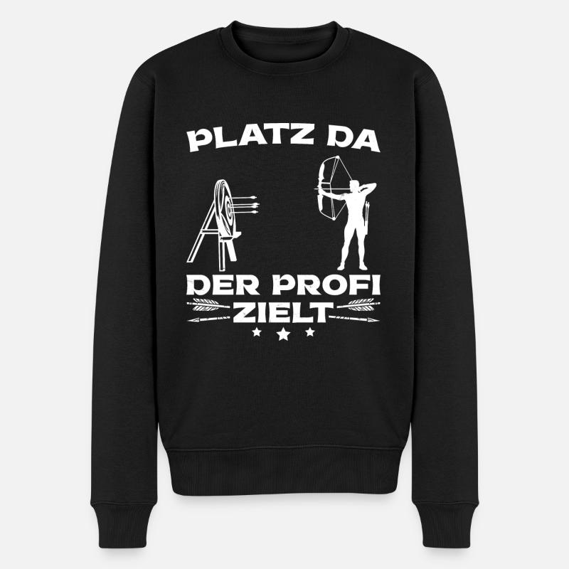 Bogensport Der Profi zielt Bogenschießen - Männer Premium Bio Pullover - Schwarz