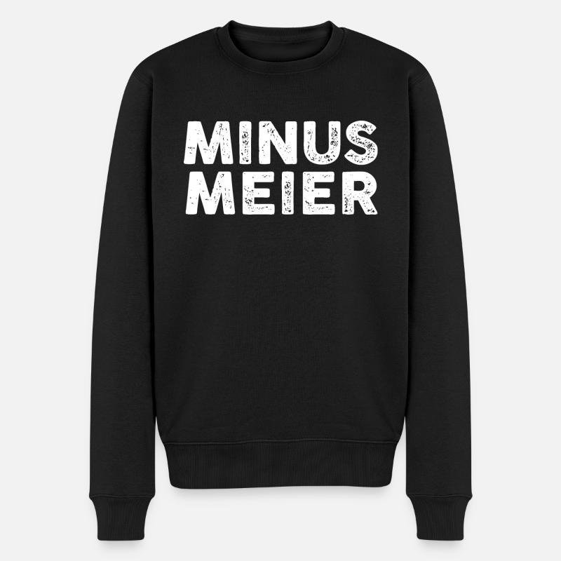 Minus Meier Logo white - Männer Premium Bio Pullover - Schwarz