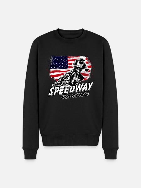 Speedway - USA Flag - Men's Premium Organic Jumper - black