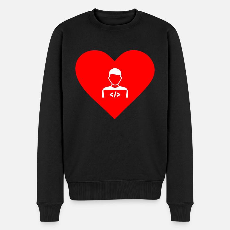 Verliebt in Software Developer, Softwareentwickler - Männer Premium Bio Pullover - Schwarz