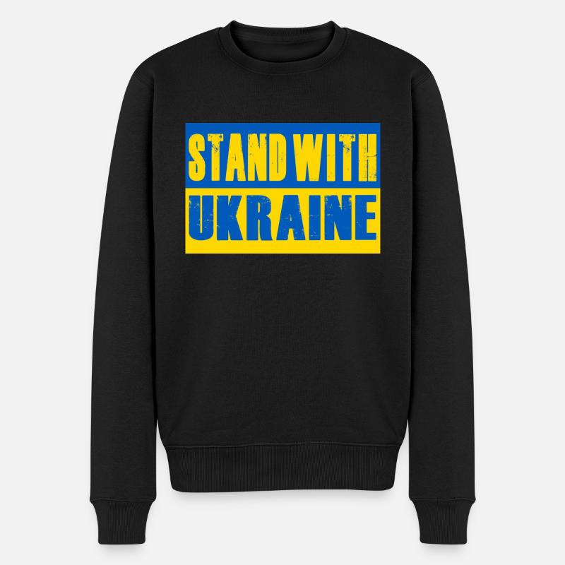 Stand with Ukraine - Männer Premium Bio Pullover - Schwarz